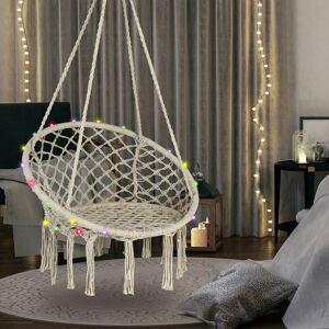 Costway - Colorful led Light Hammock Chair Macrame Swing Hanging Rope Seat Indoor Outdoor
