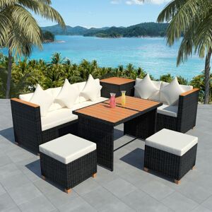 Conner 7 Seater Rattan Corner Sofa Set by Dakota Fields Black