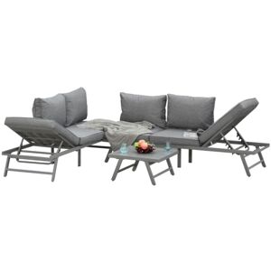 UNIQUEHOMEFURNITURE Conservatory Lounge Set Large Garden Metal Patio Furniture Corner Sofa Table