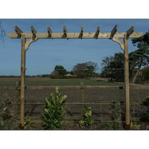 ARBOR GARDEN SOLUTIONS Corbel Single Beam Pergola, Plant Climbing Arbour, 1.8m (2 Uprights), (4 row kit), Rustic Brown