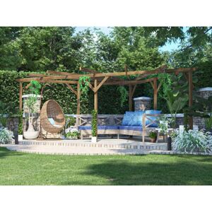 DUNSTER HOUSE LTD. Corner Pergola Kit diy Garden Plants Frame Pressure Treated Wooden 4m x 4m Utopia Triangle