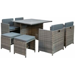 Home Detail - 9PC Grey Rattan Cube Set