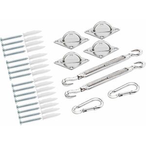 Sun Sail Fixing Kit, Heavy Duty Hardware Triangle Rectangle Square Chrome Plated Steel - 40 Pcs - Detex