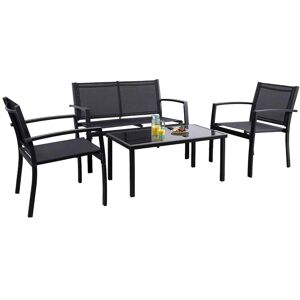 DEVOKO 4 Pieces Patio Conversation Patio Furniture Set Poolside Textilene Outdoor Bistro Set Patio Chairs With Table, Outdoor Modern Bistro Set, Outdoor