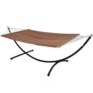 Amanka Double Hammock with Stand 200x120cm Metal Outdoor Frame Freestanding Garden Rack - braun