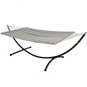 Amanka Double Hammock with Stand 200x120cm Metal Outdoor Frame Freestanding Garden Rack - grau