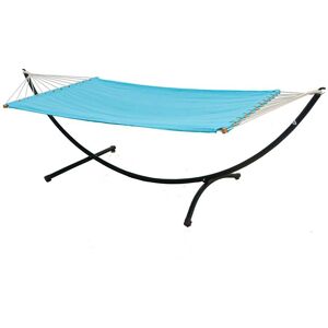 Amanka Double Hammock with Stand 200x120cm Metal Outdoor Frame Freestanding Garden Rack - blau