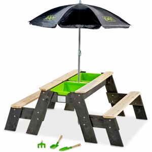 EXIT TOYS EXIT Aksent sand & water and picnic table (2 benches) with parasol and gardening tools - Grey