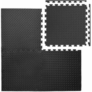 Eyepower - 4pcs set Protective Flooring Exercise Puzzle Mat 20mm thick each piece 63x63cm incl frame soft eva foam expandable reversible Black
