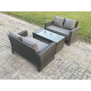 Fimous - 3 Pieces Garden Furniture Sets Poly Rattan Outdoor Patio Furniture pe Wicker Furniture Set with Loveseat and Table for Garden Backyard Dark