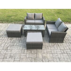Fimous - 5 Pieces Garden Furniture Sets Poly Rattan Outdoor Patio Furniture pe Wicker Furniture Set with 2 Big Footstool Loveseat and Table for