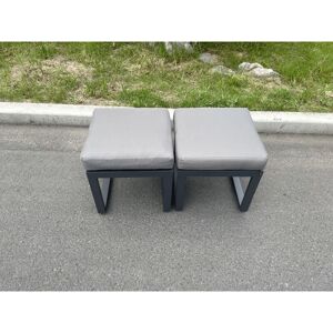 Aluminum 2 pc Small Footstool Outdoor Garden Furniture With Seat Cushion Patio Furniture Dark Grey - Fimous