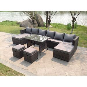 Fimous - Lounge Rattan Garden Furniture Sets Dining Table Big Footstools And Small Stools