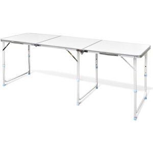 BERKFIELD HOME Foldable Camping Table Height Adjustable Aluminium 180 x 60 cm
