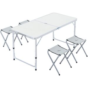Warmiehomy - Foldable Portable Picnic Table with 4 Stools,White