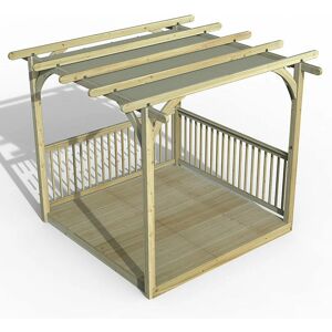 FOREST GARDEN 8' x 8' Forest Small Pergola Deck Kit with Retractable Canopy (2.4m x 2.4m) - Natural Timber