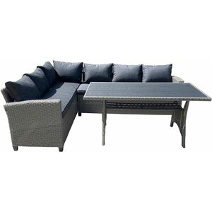 Garden Furniture Set Corner Lounge Outdoor Sofa Chair Patio DIning Table - Grey - Grey - Furniture One