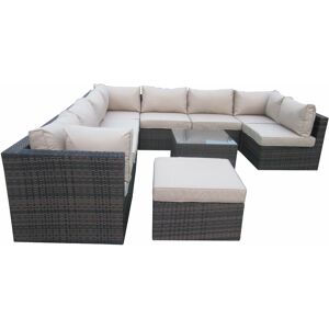 Rattan 10 Piece Modular Outdoor Garden Sofa - Mix Brown - Mix Brown - Furniture One