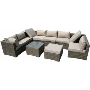 Rattan 9 Seater Modular Outdoor Garden Sofa - Nature - Natural - Furniture One