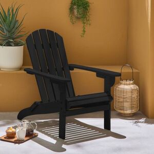 Sweeek - Foldable wooden retro garden armchair, black, W89 x D73.5 x H94cm - Black