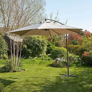 Home Source - Garden Banana Parasol 3 Metre Patio Shade Heavy Duty Metal Base with Crank Grey - Grey