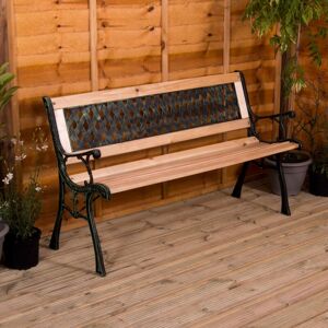 Home Discount - Garden Bench 3 Seater Outdoor Solid Wood & Iron Bench, Cross