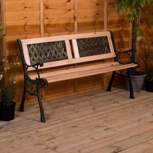 Home Discount - Garden Bench 3 Seater Outdoor Solid Wood & Iron Bench, Twin Cross