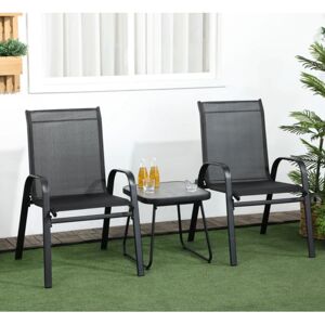 UNIQUEHOMEFURNITURE Garden Bistro Set 2 Chairs Coffee Table Outdoor Patio Armchairs Seat Furniture