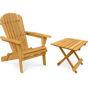 PRIVATEFLOOR Outdoor Chair and Outdoor Garden Table - Wooden - Alana Natural wood Hemlock Wood - Natural wood