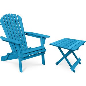 PRIVATEFLOOR Outdoor Chair and Outdoor Garden Table - Wooden - Alana Turquoise Hemlock Wood - Turquoise