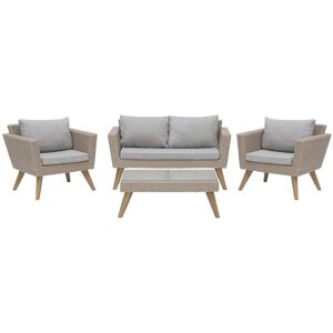 Beliani - Outdoor Garden Patio Rattan Conversation Set Loveseat Chairs Taupe Vittoria - Natural