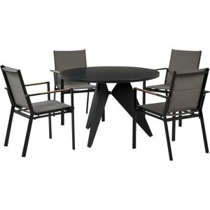 Beliani - Garden Dining Set Black and Grey Aluminium Round Table 4 Chairs Olmetto/Busseto - Black