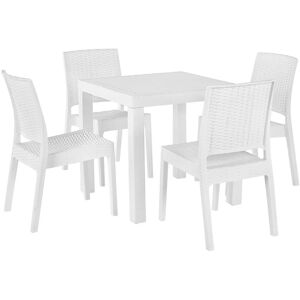 Beliani - Garden Dining Set Table 6 Stackable Chairs Outdoor Terrace White Fossano - White