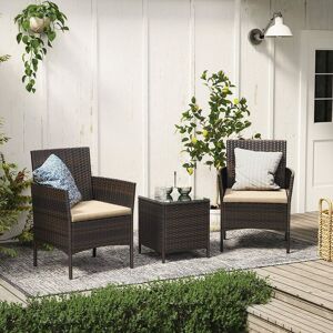 SONGMICS Garden Furniture Sets, Polyrattan Outdoor Patio Furniture, Conservatory pe Wicker Furniture, for Patio Balcony Backyard, Brown and Taupe GGF031K01