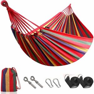 Rhafayre - Garden hammock 190 x 150 cm Amache cotton Load 200 kg Rainbow stripes with garden bag Cortile Plage Backpacking Escursionism