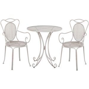 BELIANI Modern Outdoor Garden Bistro Set Grey Round Tabletop Metal Chairs Cilento - Grey