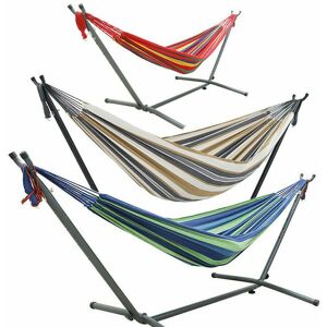 UNHO Hammock with Stand, Garden Patio Free Stand Hammock With Frame Outdoor Summer Swinging Travel Chairs, Multicolour