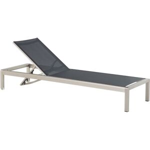 Beliani - Garden Patio Lounger Textiline Aluminium Frame Reclining Black Fossato - Black