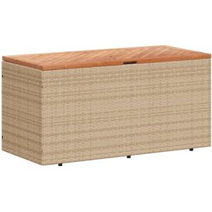 Garden Storage Box Beige 110x50x54 cm Poly Rattan Acacia Wood Vidaxl Beige