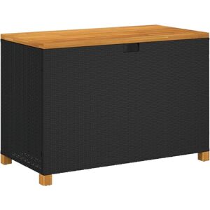 Garden Storage Box Black 110x55x63 cm Poly Rattan Acacia Wood vidaXL - Black