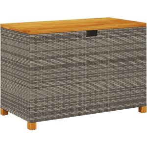 Garden Storage Box Grey 110x55x63 cm Poly Rattan Acacia Wood Vidaxl Grey