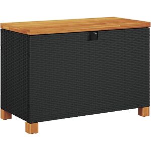 Garden Storage Box Black 80x40x48 cm Poly Rattan Acacia Wood Vidaxl Black