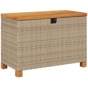 Garden Storage Box Beige 80x40x48 cm Poly Rattan Acacia Wood Vidaxl Beige