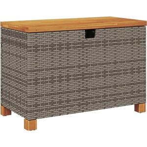 Garden Storage Box Grey 80x40x48 cm Poly Rattan Acacia Wood Vidaxl Grey