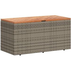 Garden Storage Box Grey 110x50x54 cm Poly Rattan Acacia Wood Vidaxl Grey