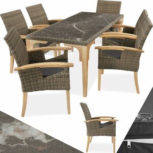 Tectake - Garden table and chairs Foggia table with 6 Rosarno chairs - dining table, outdoor table and chairs, garden dining set - nature - nature