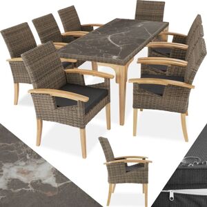 Tectake - Garden table and chairs Foggia table with 8 Rosarno chairs - dining table, outdoor table and chairs, garden dining set - nature - nature