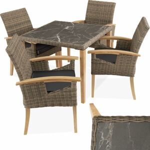 TECTAKE Garden table and chairs 1 Tarent table and 4 Rosarno chairs - dining table, outdoor table and chairs, garden dining set - nature - nature