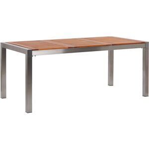 BELIANI 6 Seater Garden Dining Table Eucalyptus Wood Top Steel Frame Grosseto - Light Wood