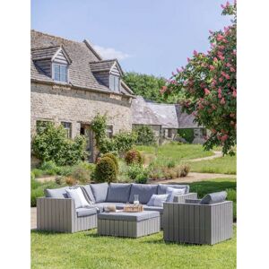 Bosham Corner Sofa Set Armchair Coffee Stool Table Grey Polywood - Garden Trading